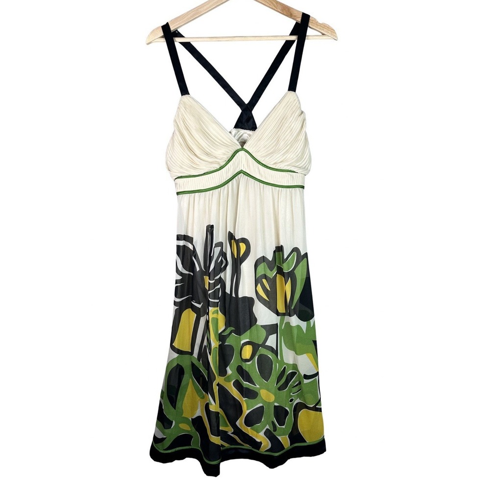Vintage Sue Wong Silk Chiffon Floral Cream Halter Dress Size‎ 10